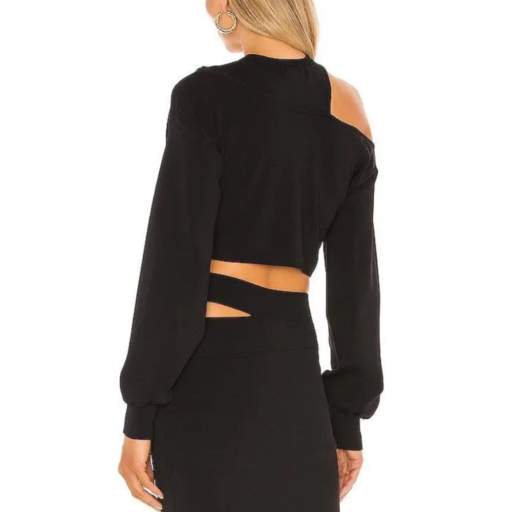 REVOLVE x Michael Costello Asym Cutout Dolman Sweater Black Runs Large Size XS - Picture 2 of 10